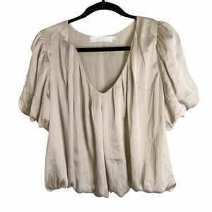 ASTR THE LABEL Gathered Bubble Hem Blouse Size Large